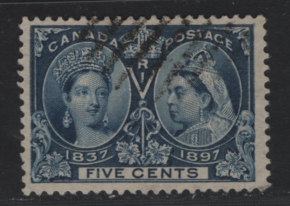 Lot 45 Canada SC#54 5c Dark Blue Queen Victoria, 1897 Diamond Jubilee Issue, A VF Used Single On ABN-U Paper, Perf. 12