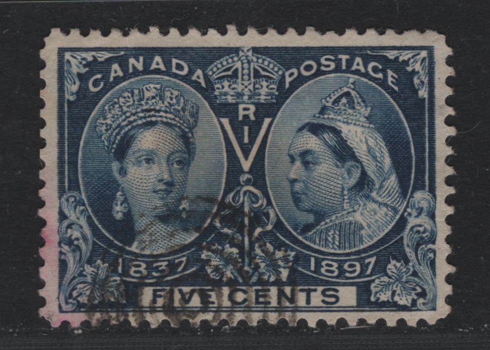 Lot 46 Canada SC#54 5c Dark Blue Queen Victoria, 1897 Diamond Jubilee Issue, A VF Used Singles On ABN-U Paper, Perf. 12.1 x 11.9