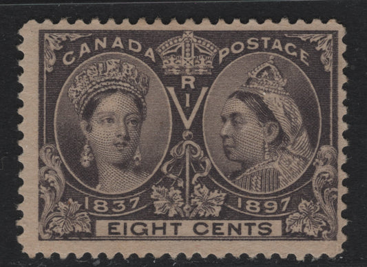 Lot 52 Canada SC#56 8c Blackish Violet Queen Victoria, 1897 Diamond Jubilee Issue, A VG Unused Single On ABN-U Paper, Perf. 12 x 11.9, Shallow Hinge Thin