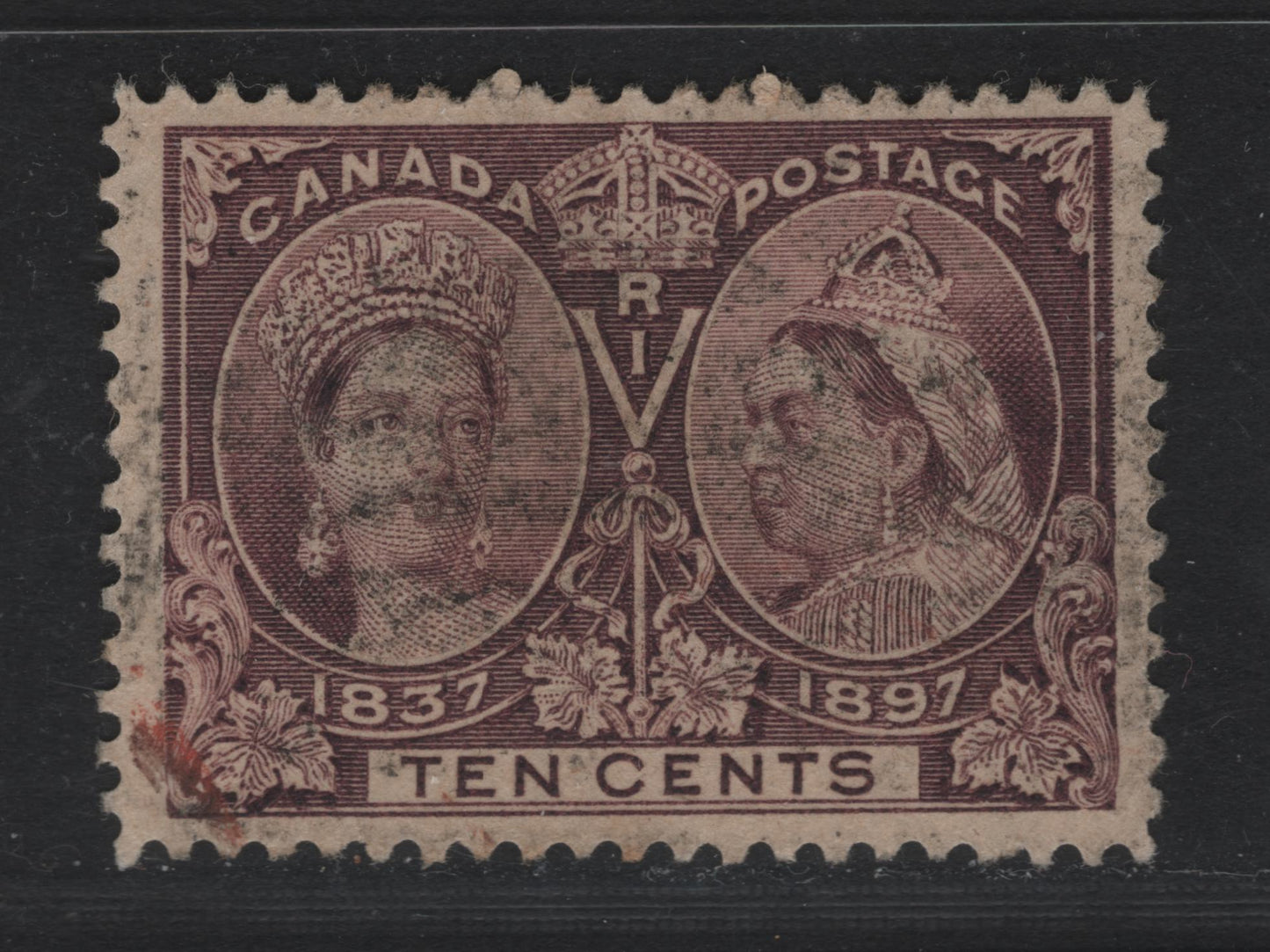 Lot 57 Canada SC#57 10c Brown Violet Queen Victoria, 1897 Diamond Jubilee Issue, A Fine Used Single On ABN-AAAA Paper, Perf. 12