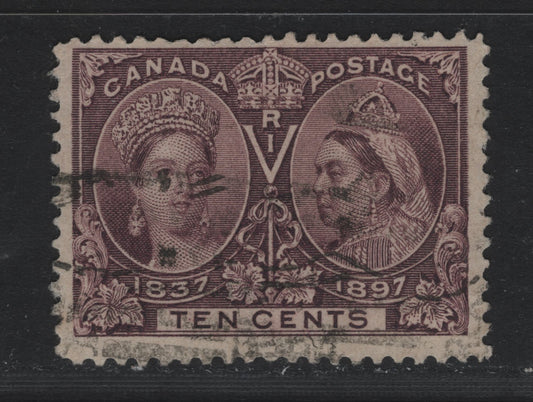 Lot 58 Canada SC#57 10c Brown Violet Queen Victoria, 1897 Diamond Jubilee Issue, A VG Used Single On ABN-AAAA Paper, Perf. 11.9