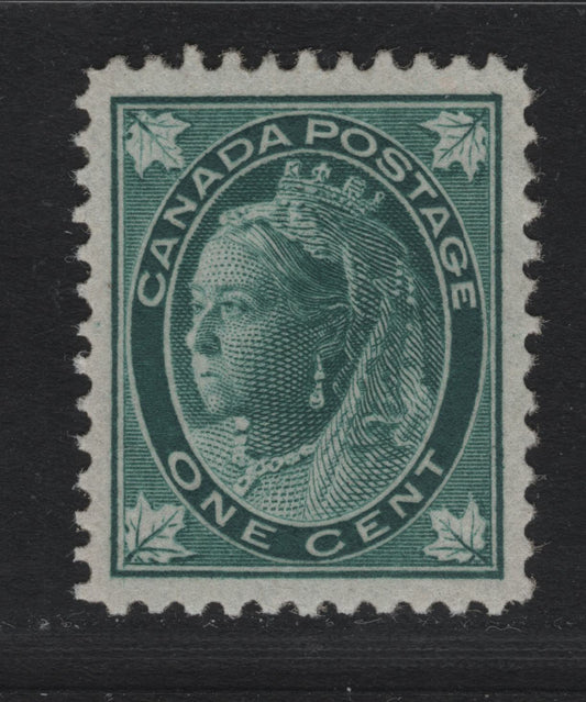 Lot 76 Canada (C) #67 1c Blue Green Queen Victoria, 1897-1898 Maple Leaf Issue, A Very Fine Regummed Single, ABN-X Paper, Perf 12, Professionally Regummed to Appear NH.