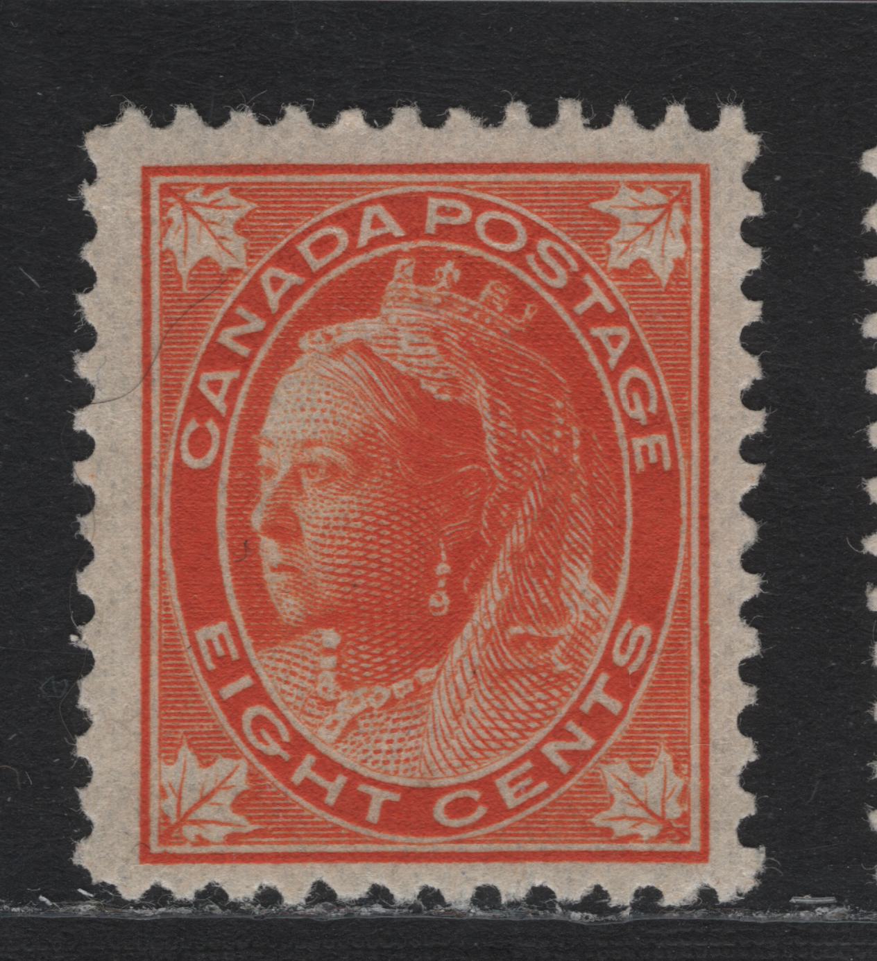 Lot 89 Canada #72 8c Bright Orange Queen Victoria, 1897-1898 Maple Leaf Issue, A FOG Single, ABN-Y Paper, Perf 12