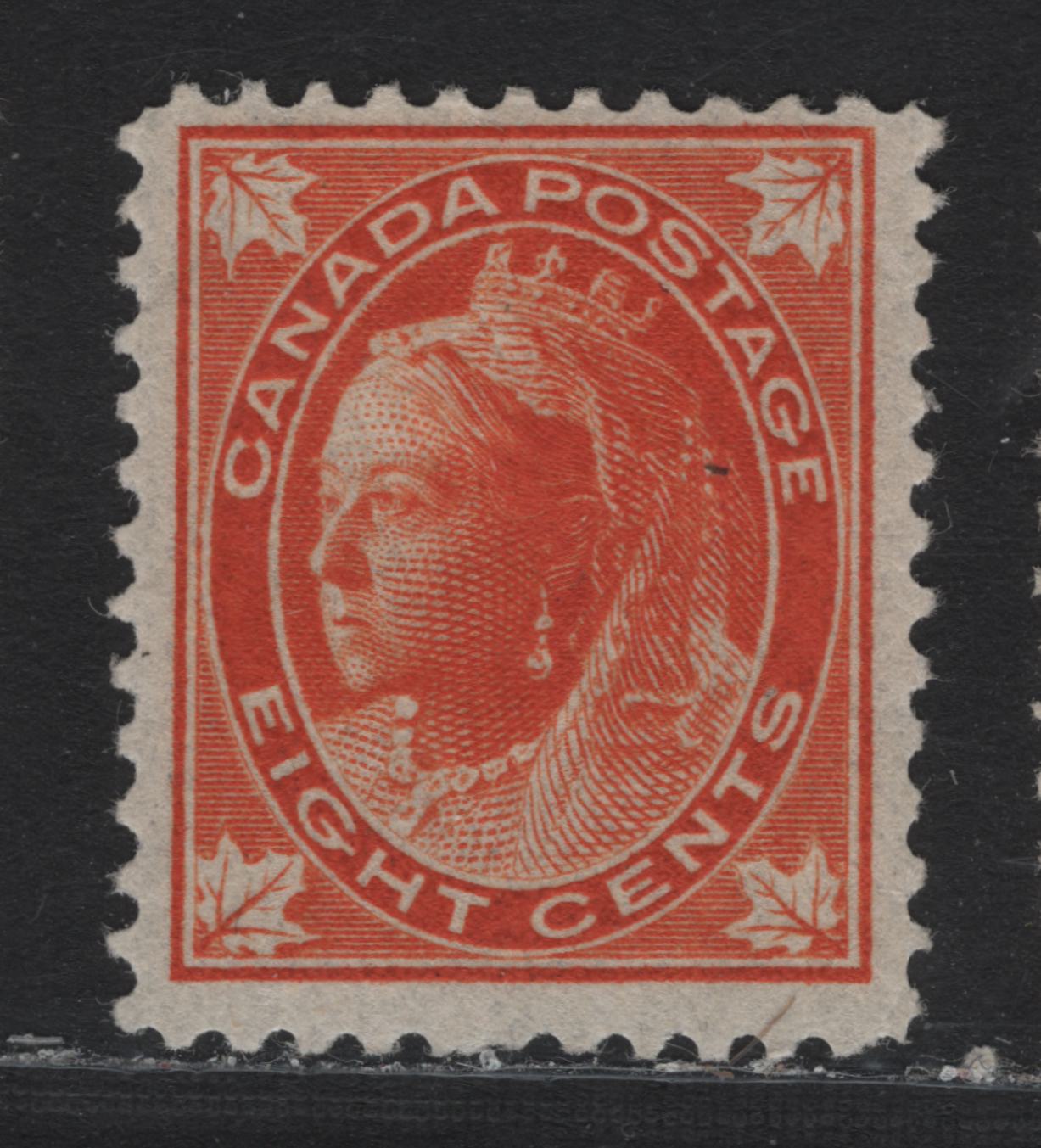 Lot 90 Canada #72 8c Orange Queen Victoria, 1897-1898 Maple Leaf Issue, A FOG Single, ABN-Y Paper, Perf 12