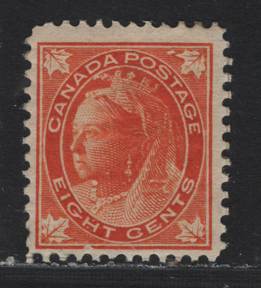 Lot 91 Canada #72ii 8c Orange Queen Victoria, 1897-1898 Maple Leaf Issue, A FOG Single, ABN-CC (Horizontal Wove) Paper, Perf 12