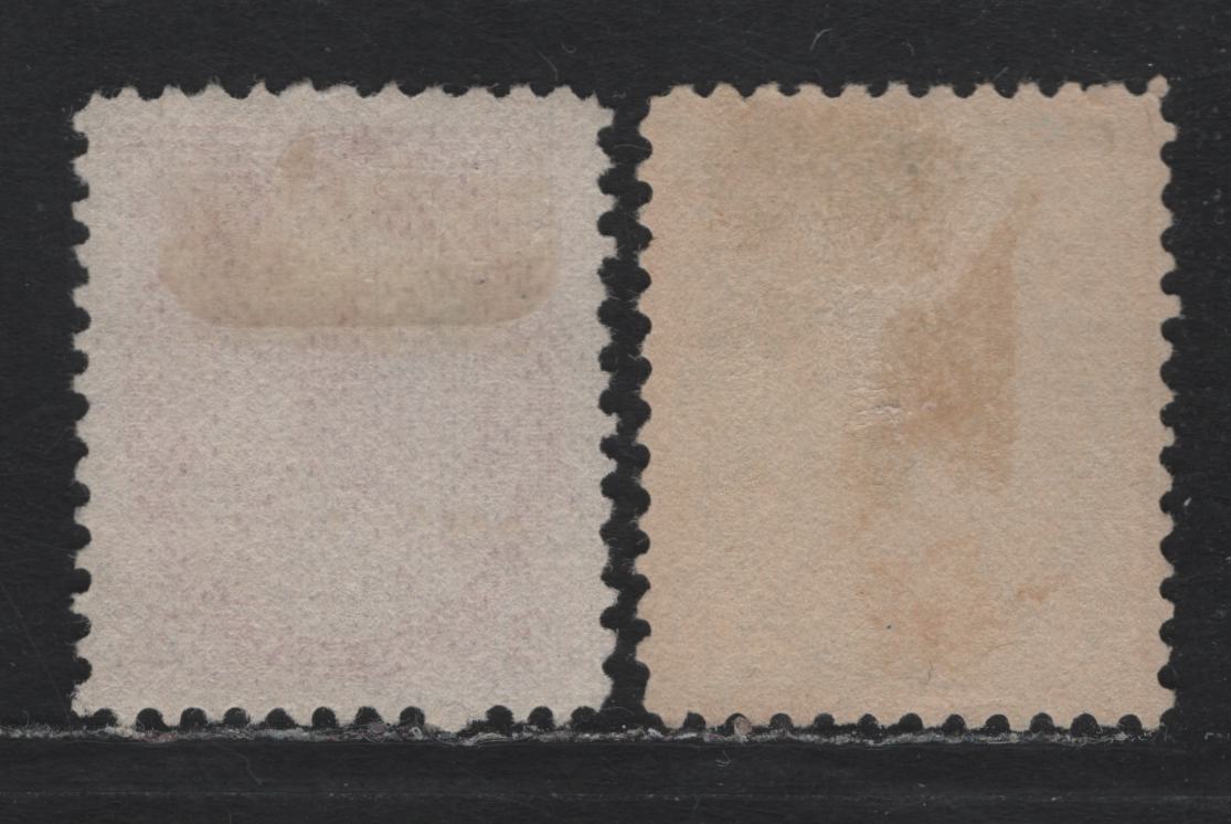 Lot 98 Canada #75, 78 1c - 3c Gray Green - Carmine Rose Queen Victoria, 1898-1902 Numeral Issue, 2 Very Fine Unused Singles, ABN-MM & ABN-X Issues, Perfs 12 & 12x11.9