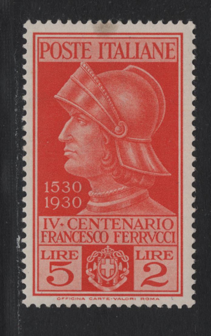 Lot 108 Italy SC#246 5l+2l Orange, 1930 4th Cent of Death Of Francesco Ferucci Issue, A FNH Single, Small Stain At Top