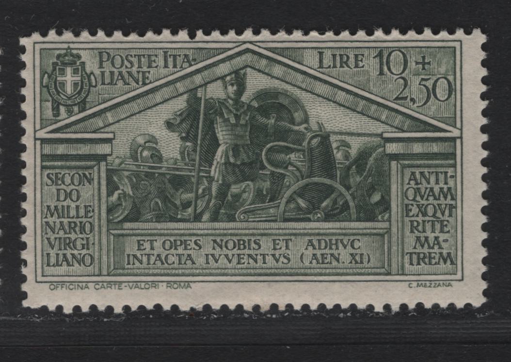 Lot 113 Italy SC#256 10l+2.5l Gray Green, 1930 Bimillenary of Virgil Issue, A FNH Single
