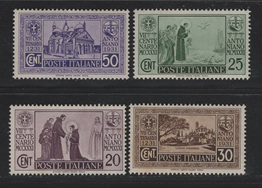 Lot 25 Italy SC#258-261 20c - 50c Dull Violet - Violet, 1931 St. Anthony of Padua Issue, 4 Fine/Very Fine Used Singles