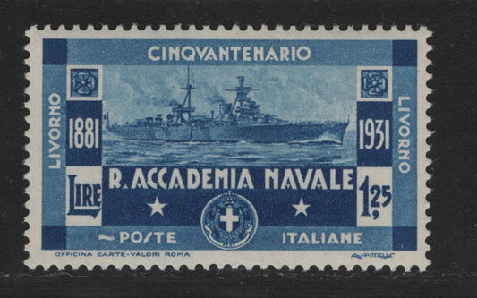 Lot 123 Italy SC#267 1.25l DarkBlue, 1931 Royal Naval Academy Issue, A VFNH Single
