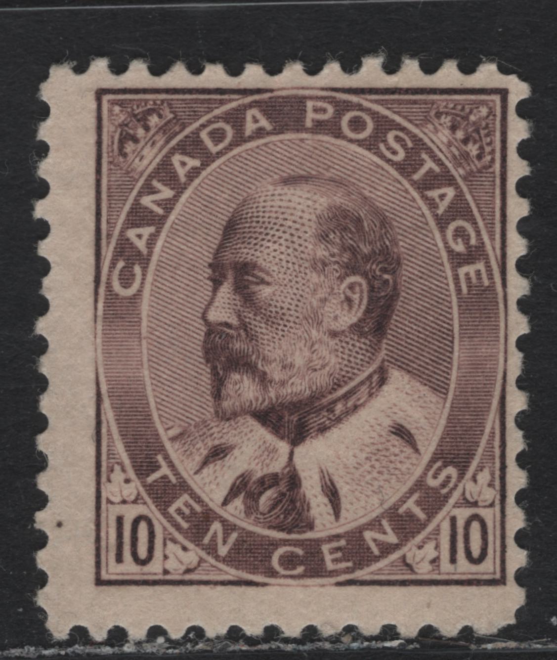 Lot 13 Canada #93 10c Lilac Brown, 1903-1908 King Edward VII Issue, A FOG Single, ABN-AA Paper, Perf 12