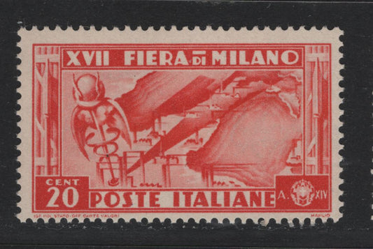 Lot 152 Italy SC#355Var(394A) 20c Red, 1936 17th Milan Trade Fair Issue, A FNH Single, Inverted Wmk