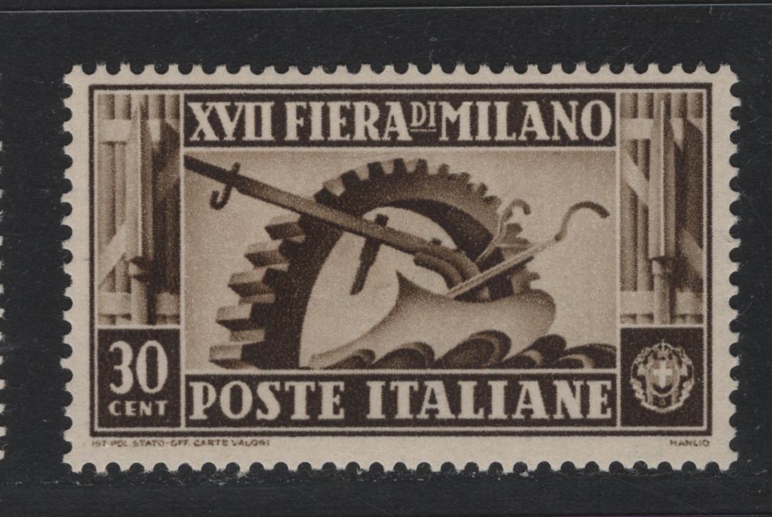 Lot 152A Italy SC#356 (Sassone 393a) 30c Brown, 1936 17th Milan Trade Fair Issue, A VFNH Single, Inverted Wmk