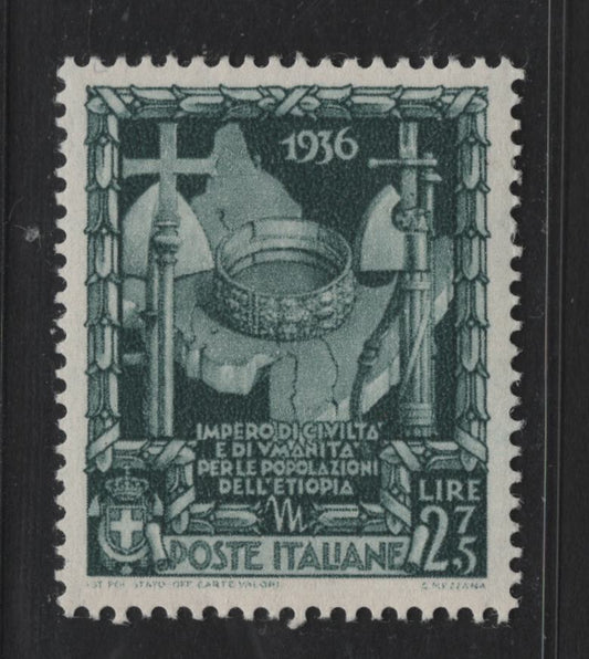 Lot 156 Italy SC#408 2.75l Slate Green, 1938 Proclamation of Empire Issue, A VFNH Single