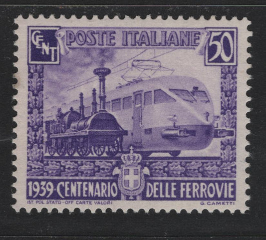Lot 158A Italy SC#413 (450a) 50c Bright Violet, 1938 Proclamation of Empire Issue, A VFNH Singles, Sideways Right Wmk