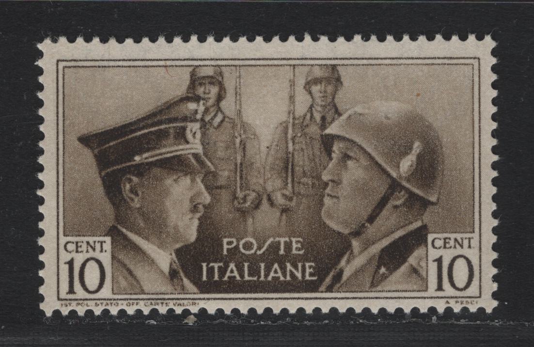 Lot 161 Italy SC#Unissued 10c Deep Brown, 1941 Rome-Berlin Axis Issue, A VFNH Single, In Second Design