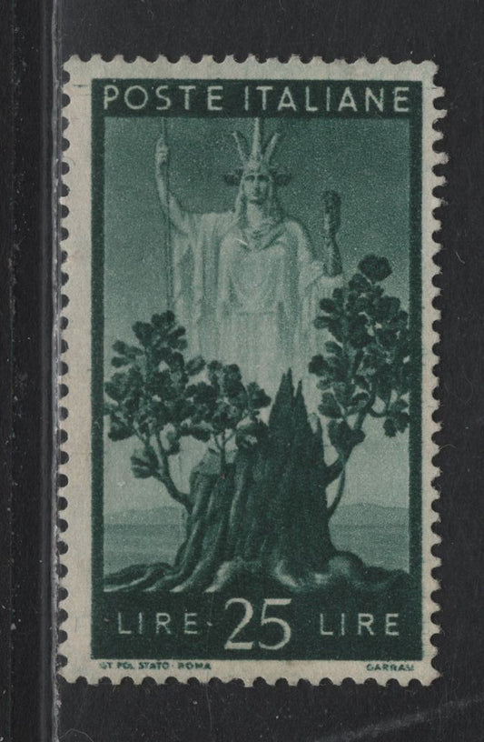 Lot 168 Italy SC#475 25l Dark Green, 1945-1947 Reconstruction Definitives, A Fine Unused Single, No Gum