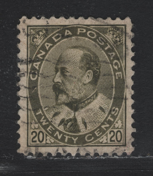 Lot 17 Canada #94i 20c Deep Brownish, 1903-1908 King Edward VII Issue, A Fine Used Single, ABN-B Paper, Face Free Cancel But Shallow Thin On The Back, Perf 11.9x12.