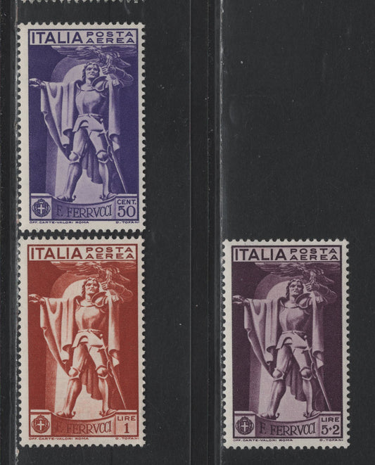 Lot 178 Italy (C) SC#C20-C22 50c - 5l+2l Purple - Brown Violet, 1930 Ferucci Airmail Issue, 3 F/VFOG Singles