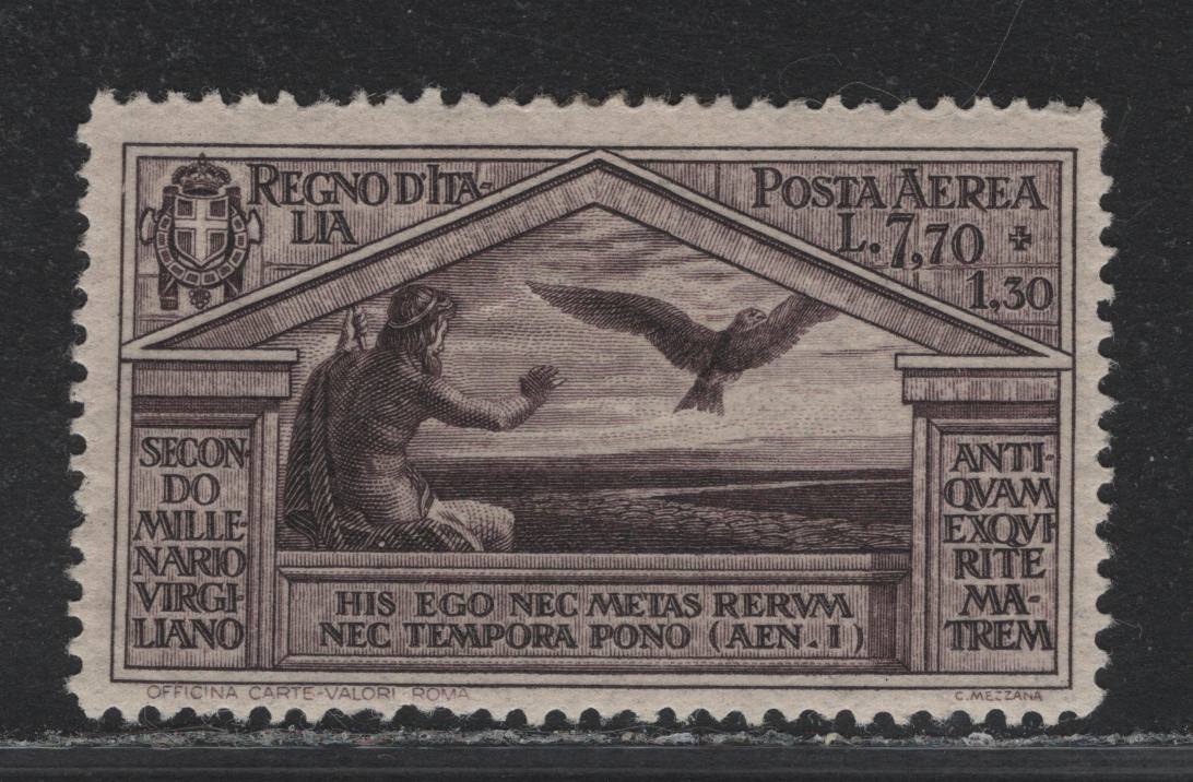Lot 180 Italy SC#C25 7.70l + 130l Violet Brown, 1930 Virgil Airmail Issue, A FOG Single