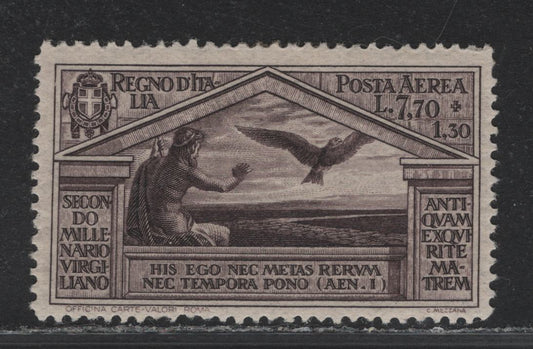 Lot 180 Italy SC#C25 7.70l + 130l Violet Brown, 1930 Virgil Airmail Issue, A FOG Single