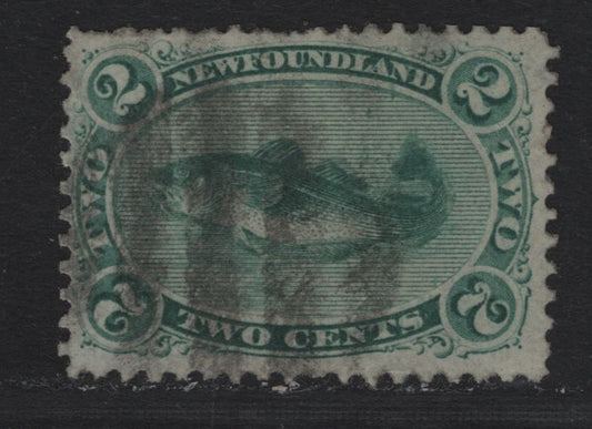 Lot 194A Newfoundland #24 2c Green , 1865-1894 Cents Issue, A Very Good Used Single, Cents-U Paper, Perf 11.9x12