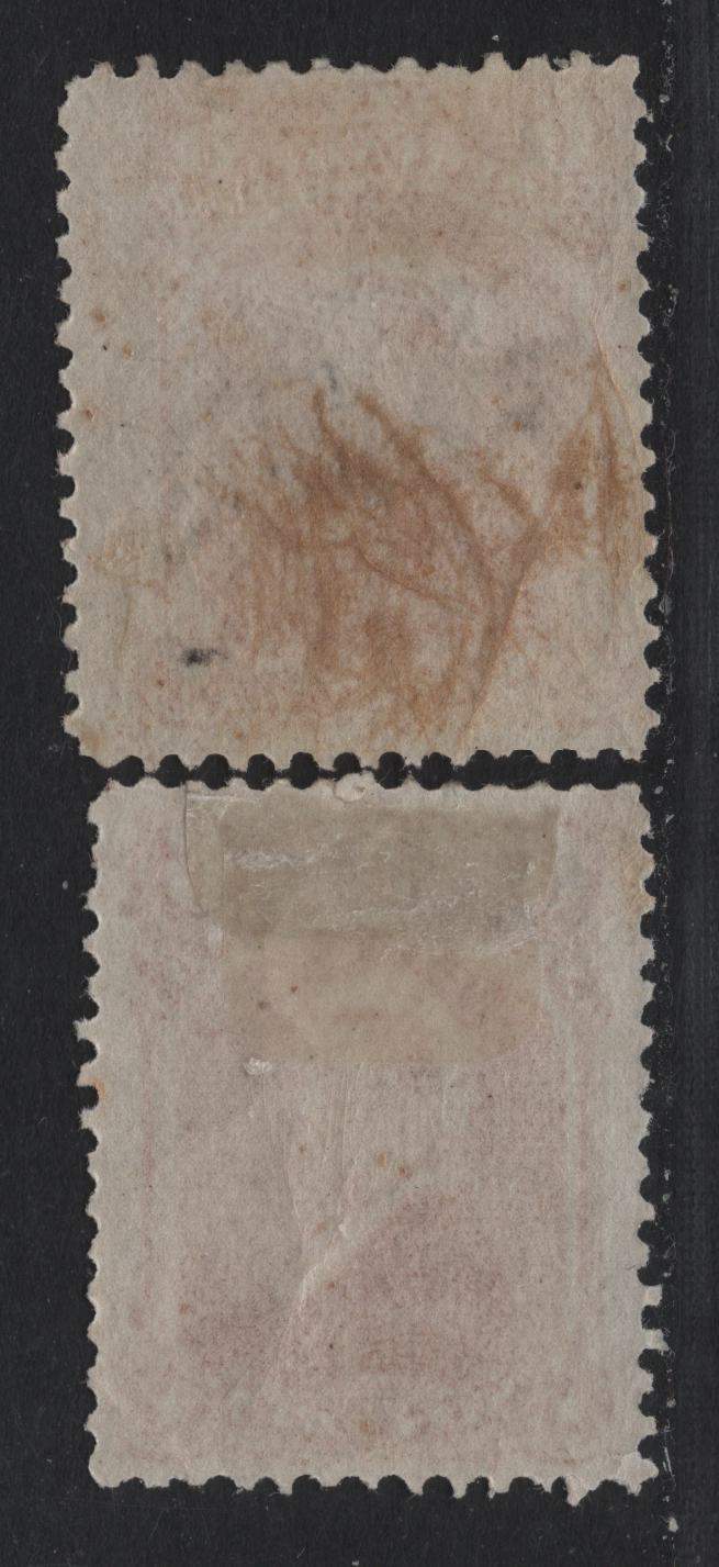 Lot 204 Newfoundland #35 6c Deep Dull Rose - Dull Rose, 1868-1894 2nd Cents Issue, 2 VG/FOG Singles, Cents-DD Paper, Perfs 12x11.75 & 12x11.9.