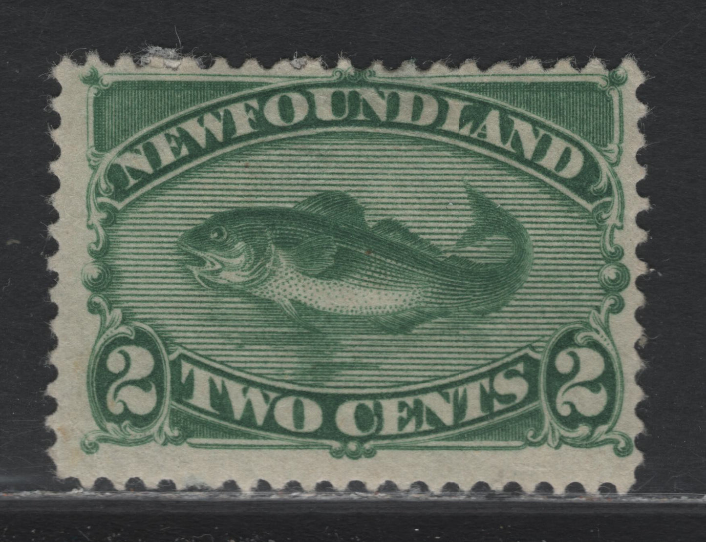 Lot 211 (C) Newfoundland #47 2c Green, 1880-1896 4th Cents Issue, A GOG Single, 1896 Re-Issue, Soft Vertical Wove Paper, Very Light Corner Crease At LL & Shallow Hinge Thin.