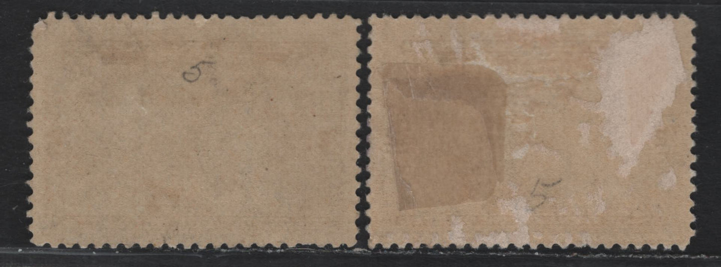 Lot 23 Canada #96 1/2c Black Brown, 1908 Quebec Tercentenary Issue, 2 F/VFOG Singles, ABN-A Paper, Perf 11.9x11.8 & 11.8x11.9, Paler Shade Stamp Has Considerable Adhesions On The Gum.