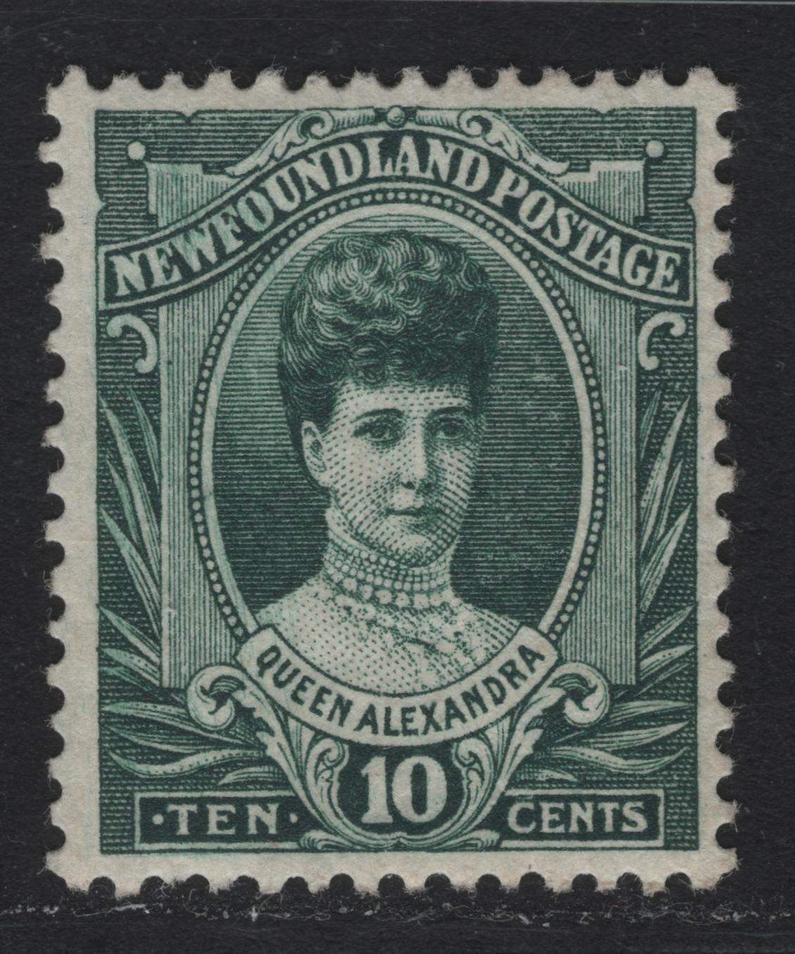 Lot 240 Newfoundland #122 10c Bottle Green, 1919 Trail of the Caribou Issue, A VFOG Single, WM-B Paper, Comb Perf 14x13.9