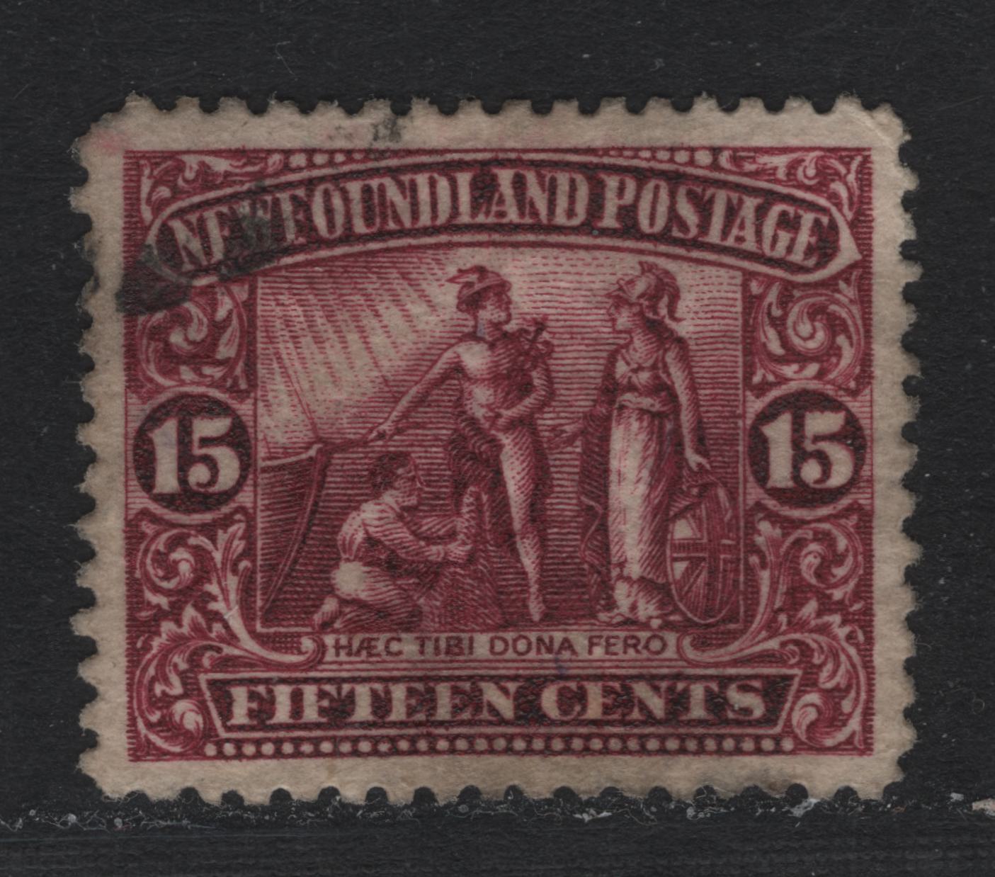 Lot 241 Newfoundland #114 15c Magenta, 1919 Trail of the Caribou Issue, A Very Fine Used Single, WM-J Paper, Line Perf 14.2x14.25