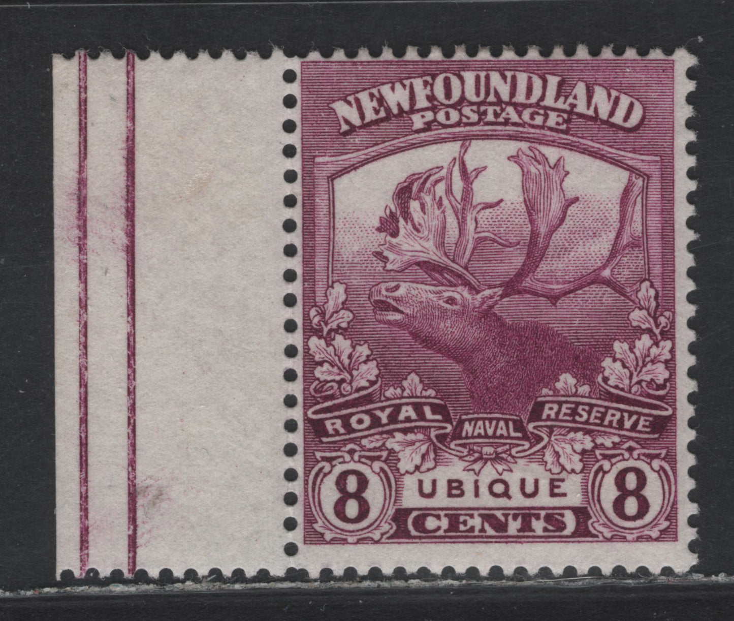 Lot 244A Newfoundland (C) #121 8c Magenta, 1919 Trail of the Caribou Issue, A FOG Single, WM-F Paper, Comb Perf 14