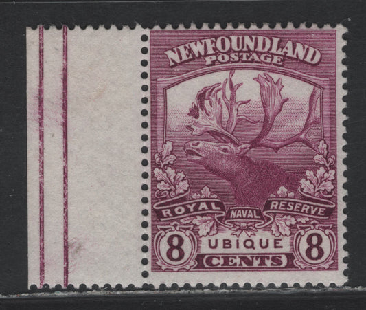 Lot 244A Newfoundland (C) #121 8c Magenta, 1919 Trail of the Caribou Issue, A FOG Single, WM-F Paper, Comb Perf 14