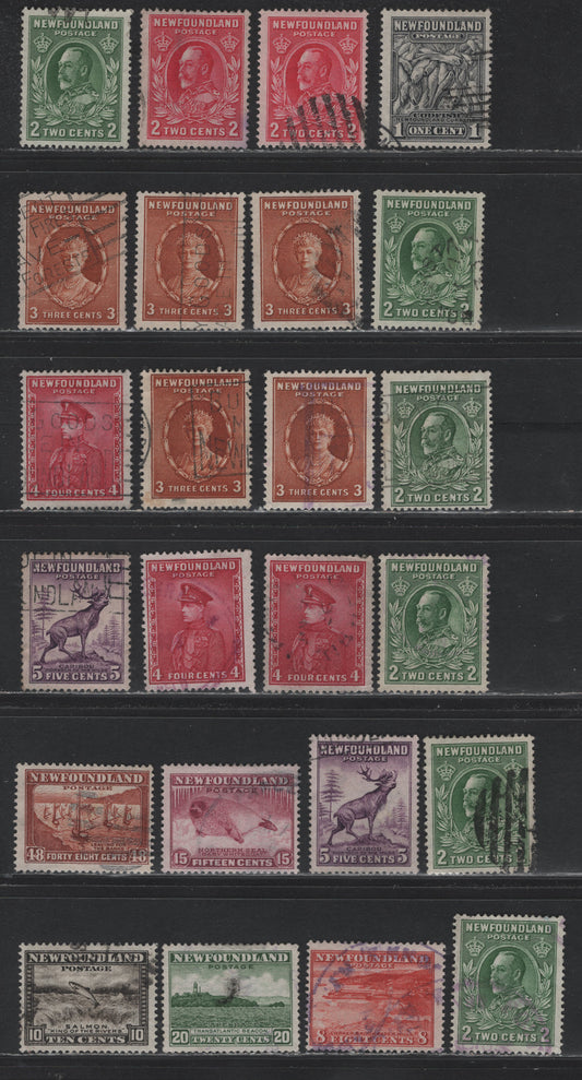 Lot 258 Newfoundland (C) #184/199, 209 1c - 48c Gray Black - Red Brown, 1932-1937 Resources Issue, 24 Fine/Very Fine Used Singles, A Selection Of Used Examples, Unchecked As To Exact Paper & perfs, Includes Scarce Die 1 5c.