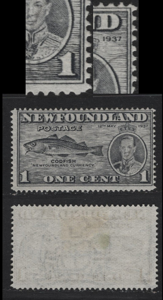 Lot 268 Newfoundland (C) #243iii 1c Gray Black, 1937 Long Coronation Issue, A Fine Used Single, Showing Retouch Of Inner Frameline At Right