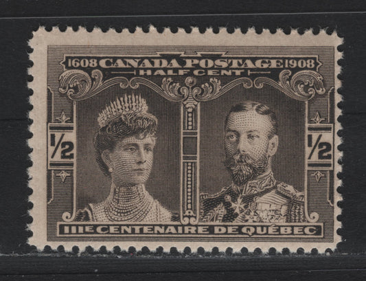 Lot 27 Canada #96 1/2c Black Brown, 1908 Quebec Tercentenary Issue, A FNH Single, ABN-A Paper