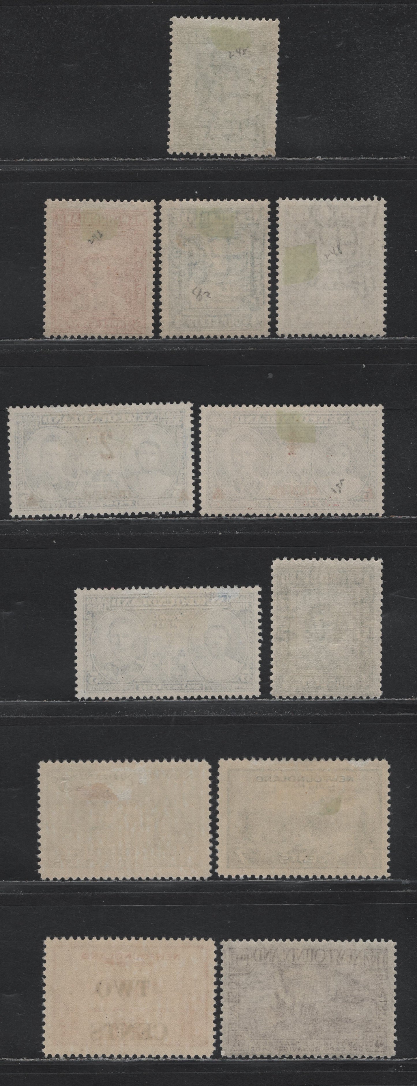 Lot 271 Newfoundland (C) #245-252, 268-270, C19 2c - 7c Green - Deep Ultramarine, 1938-1949 Royal Family - Cabot issue, 12 F/VFOG Singles
