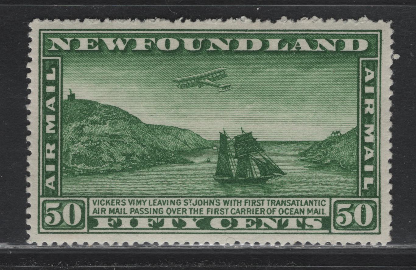 Lot 277 Newfoundland (C) #C7 50c Green, 1931 Unwatermarked Airmail Issue, A VFOG Single, Perf 14.1x13.8