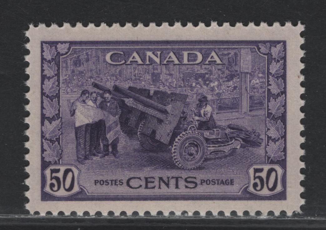 Lot 282 Canada (C) #261 50c Deep Violet, 1942-1943 War Issue, A VFNH Single, CBN-NNNN Paper, Perf 12x11.9