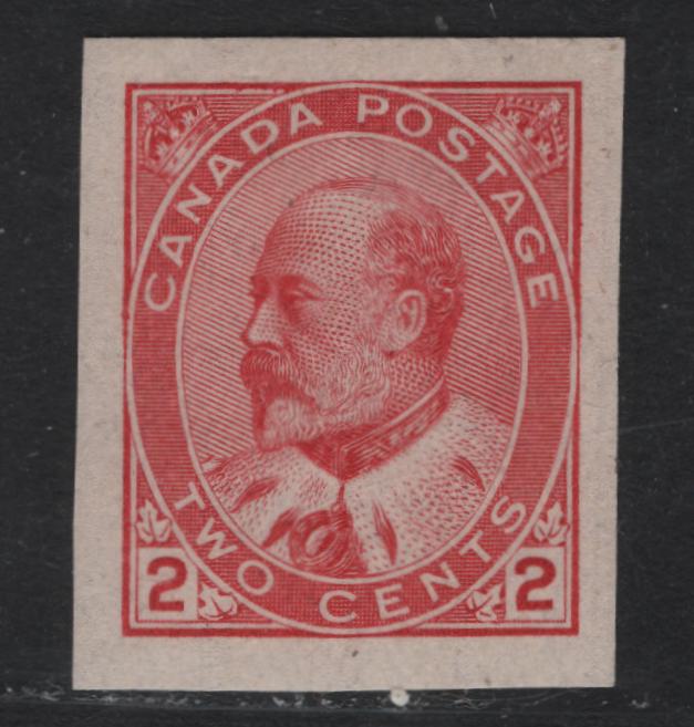 Lot 8 Canada #90A 2c Rose Carmine, 1903-1908 King Edward VII Issue, A VFNH Imperf Single, ABN-BBBBB Paper