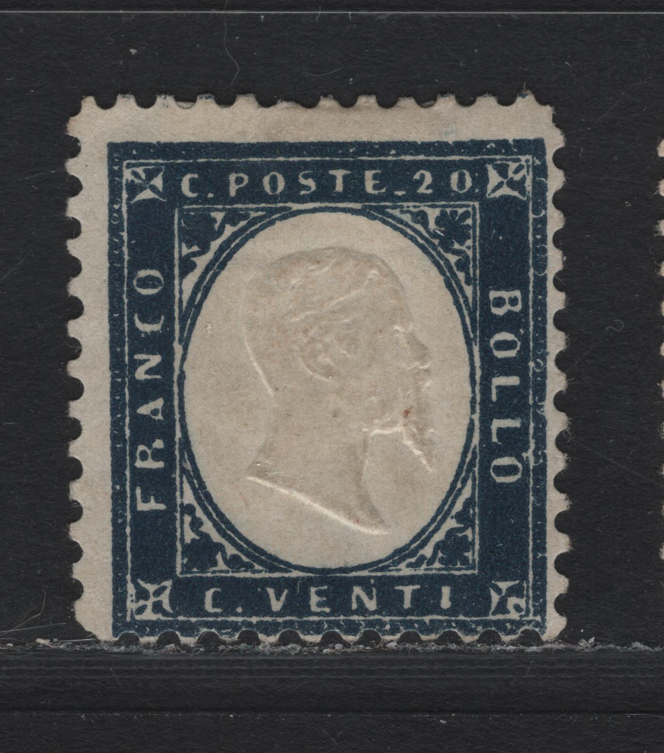 Lot 84 Sardinia SC#12var 20c - 80c Indigo, 1862 King Victor Emmanuel II Issue, A FOG Single, A Remainder Issue Which Has Fraudulently Perforated (11.5) To Resemble Italy #19