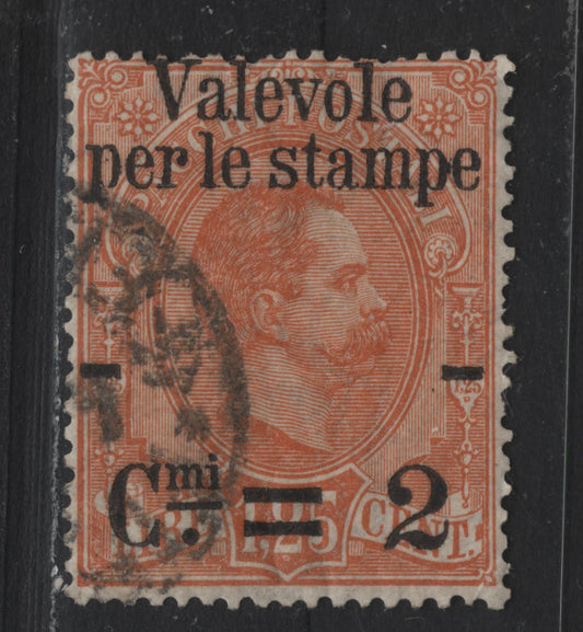 Lot 86 Italy SC#62 2c on 1.25l Orange, 1890 Surcharged Parcel Post Issue, A Very Good Used Single
