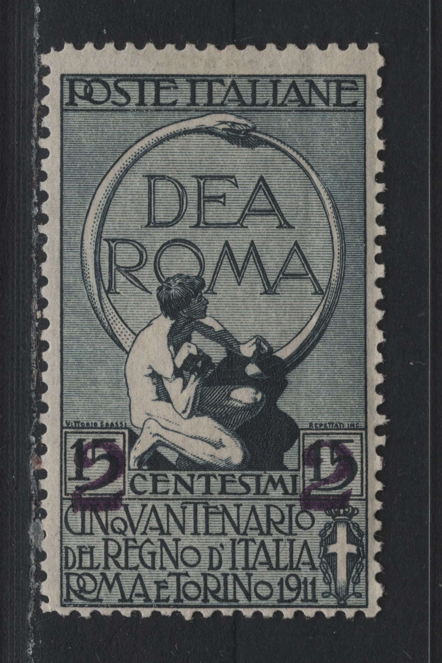 Lot 87 Italy SC#128 2c on 15c Slate, 1913 Surcharged Issue, A FOG Single