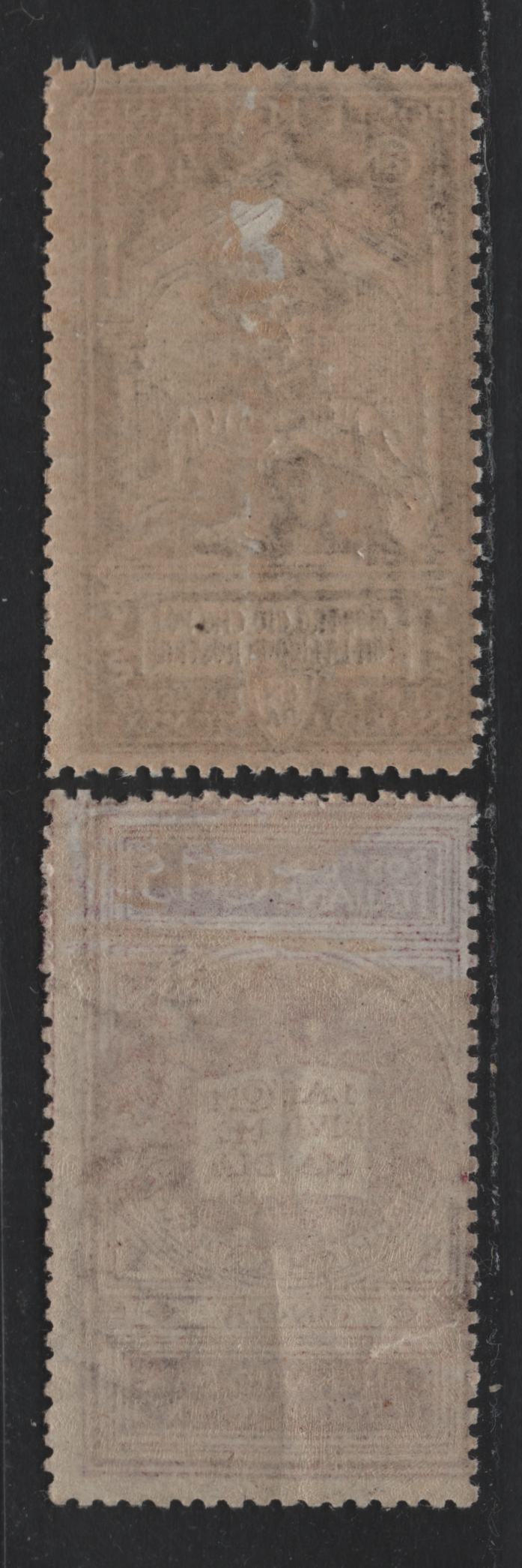 Lot 90 Italy SC#133, 135 15c - 40c Violet Brown - Brown, 1921 Dante Alighieri Issue, 2 G/VGOG Singles, Small Corner Crease At UR