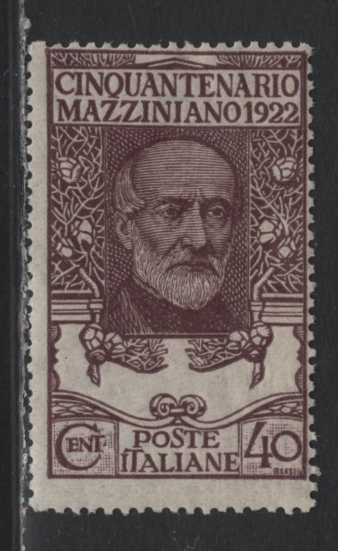 Lot 92 Italy SC#141 40c Violet Brown - Brown, 1922 Dante Alighieri Issue, A FOG Single