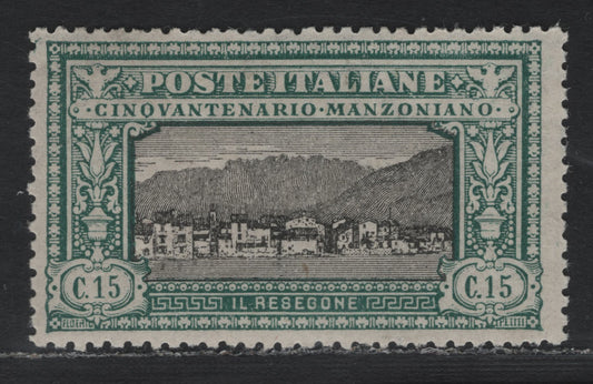 Lot 99B Italy SC#166 (151b) 15c Blue Green & Black, 1923 Manzoni Issue, A FOG Single, As Lot 99A, But Fine