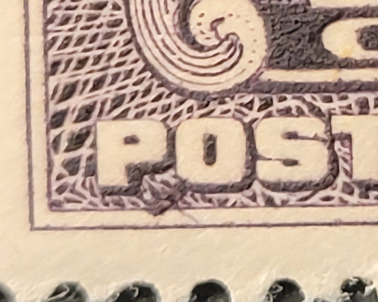 Lot 245 Canada #J1c 1c Blackish Lilac , 1906-1928 Postage Dues, A VFOG Single, ABN-F Paper, Showing A Large Diagonal Burr To Left Of 'O' In Postage, Perf 11.9, Gum Is NH.