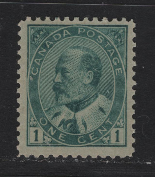 Lot 1 Canada #89iii 1c Blue Green , 1903-1908 King Edward VII Issue, A FOG Single, ABN-A Paper, Per 11.9