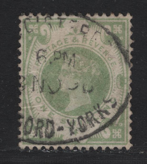 Lot 122 Great Britain (C) SG#211 1/- Dull Green, 1887-1900 Jubilee Issue, A Fine Used Single