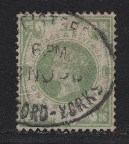 Lot 122 Great Britain (C) SG#211 1/- Dull Green, 1887-1900 Jubilee Issue, A Fine Used Single